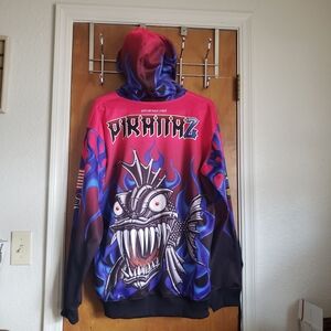 Vibrant Graphic Hoodie with Piranha Design By Piranza